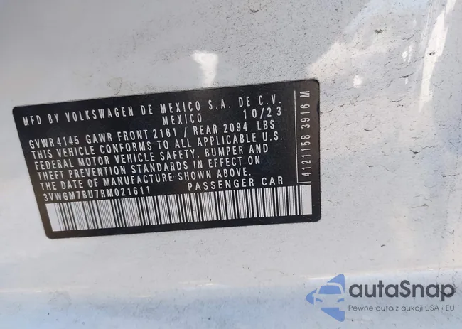 3VWGM7BU7RM021611: 43347727