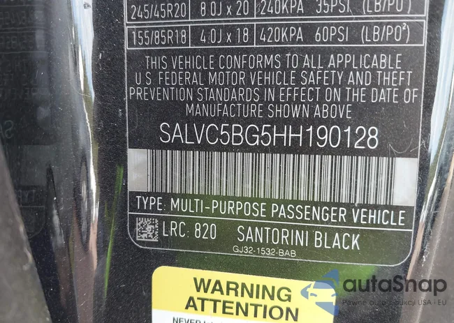 SALVC5BG5HH190128: 43347886