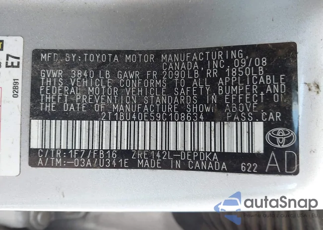 2T1BU40E59C108634: 43347899