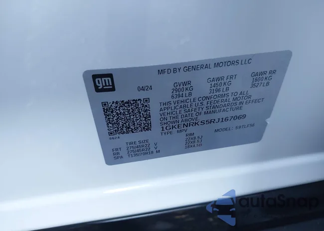 1GKENRKS5RJ167069: 43347932