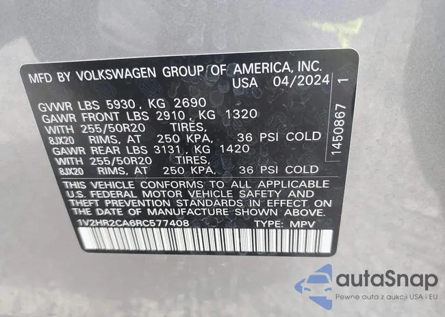 1V2HR2CA6RC577408: 43347937