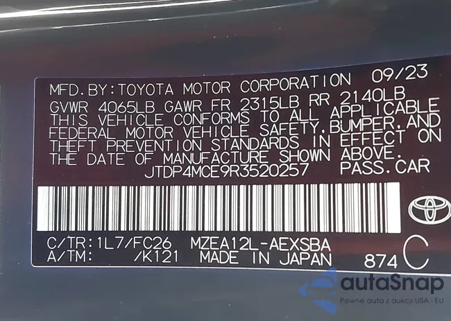 JTDP4MCE9R3520257: 43347949