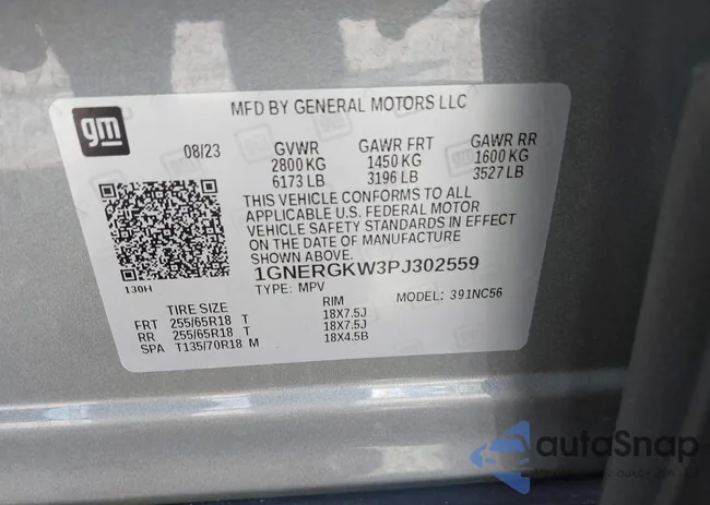 1GNERGKW3PJ302559: 43348023