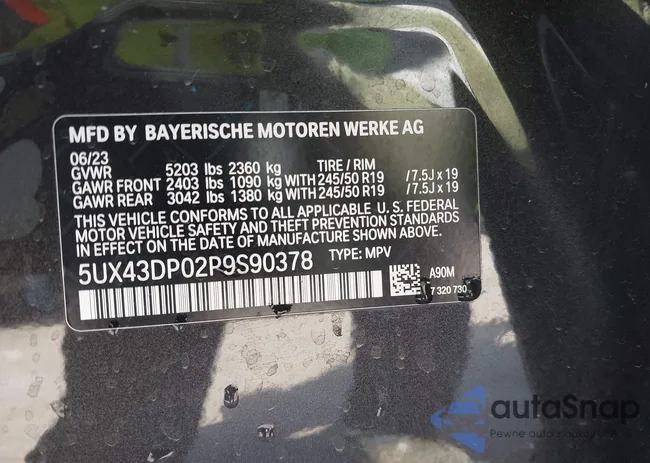 5UX43DP02P9S90378: 43348071