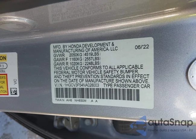 1HGCV3F54NA028003: 43348108