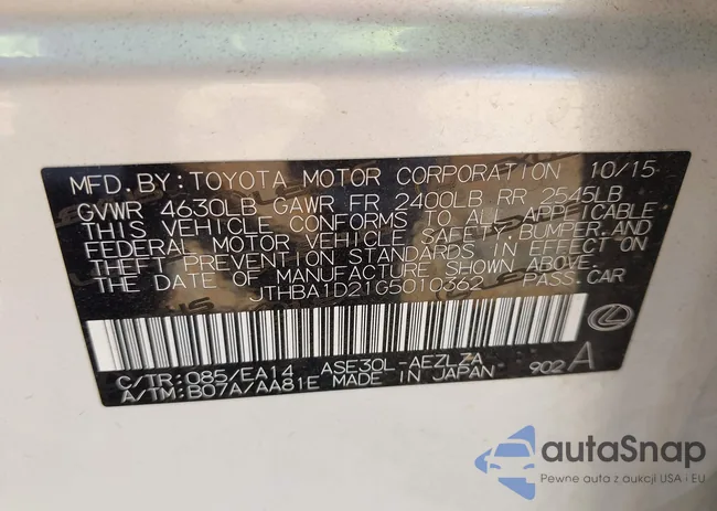 JTHBA1D21G5010362: 43348210