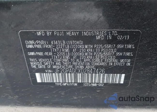 JF2GPAGCXD2847426: 43348237