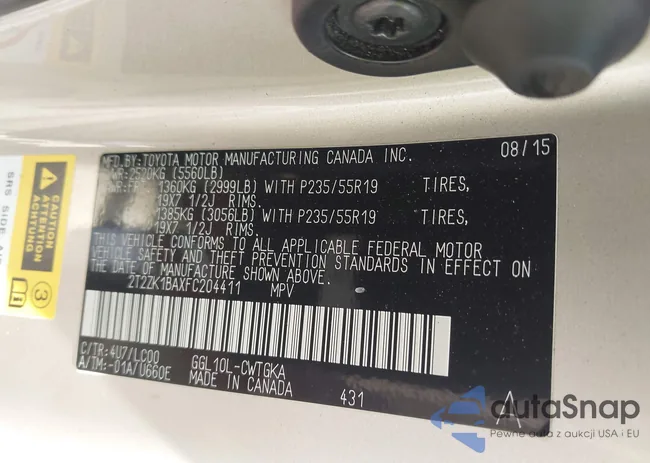 2T2ZK1BAXFC204411: 43348276