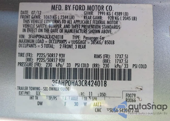 3FAHP0HA3CR424018: 43347596