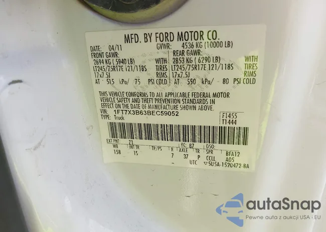 1FT7X3B63BEC59052: 43347631