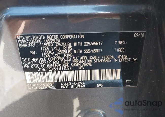 JTMZFREV6HJ111527: 43348687