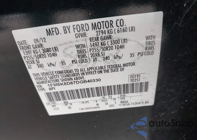 1FM5K8D87DGB40330: 43348738