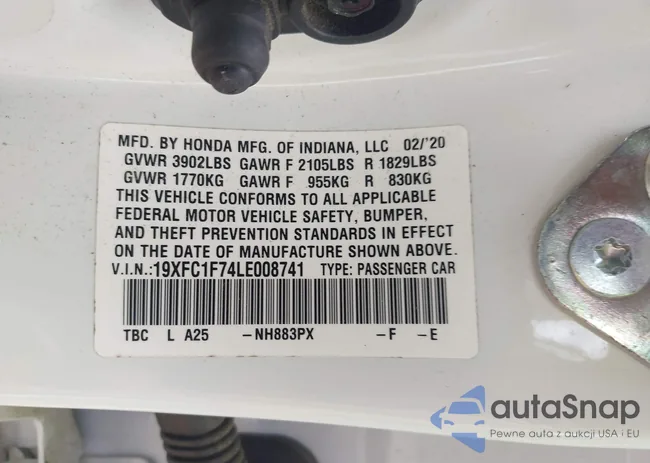 19XFC1F74LE008741: 43348739