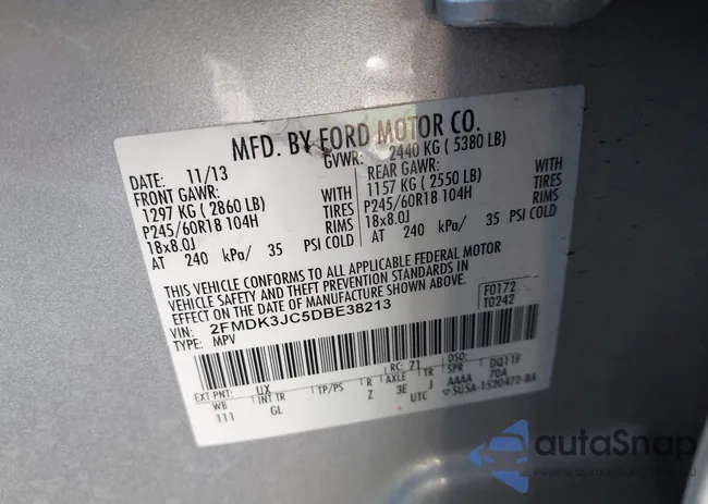 2FMDK3JC5DBE38213: 43348827