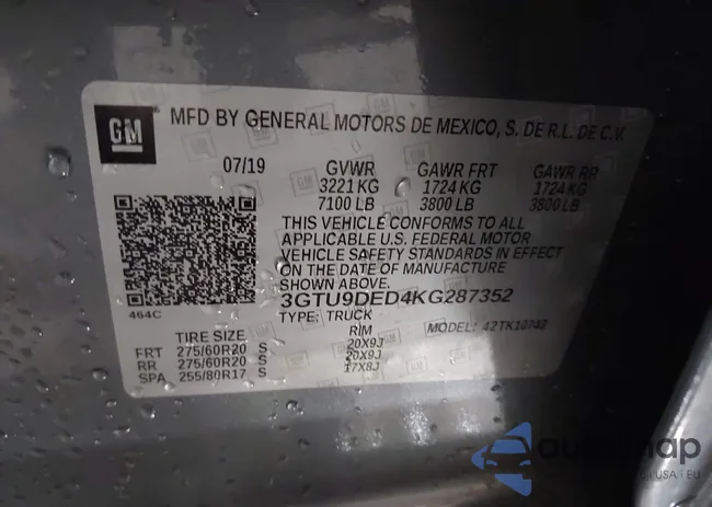 3GTU9DED4KG287352: 43348896