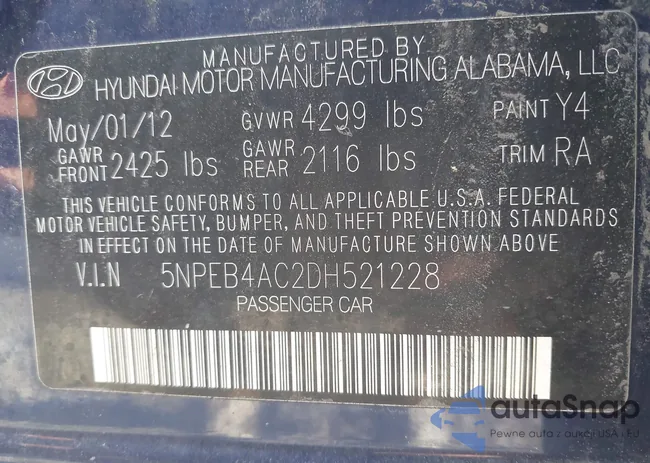 5NPEB4AC2DH521228: 43348901