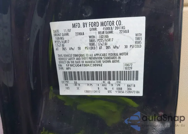 1FMCU04158KC38992: 43349000