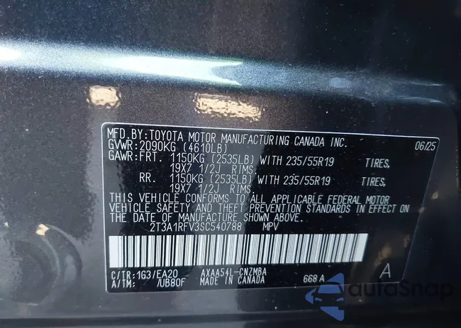 2T3A1RFV3SC540788: 43349236