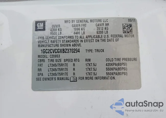 1GC2CVCGXBZ370294: 43349245