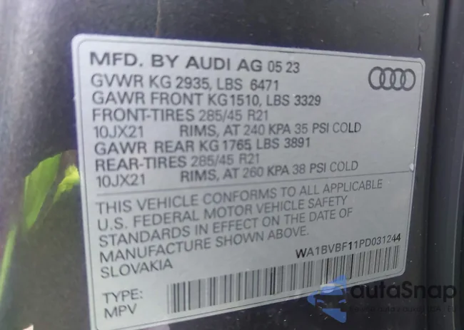 WA1BVBF11PD031244: 43348292