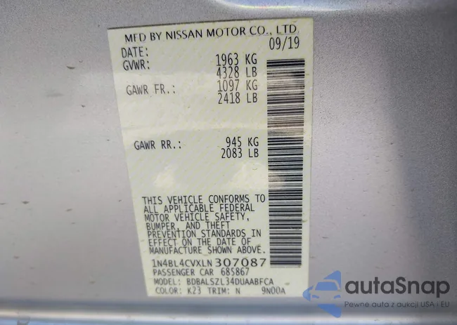 1N4BL4CVXLN307087: 43348660