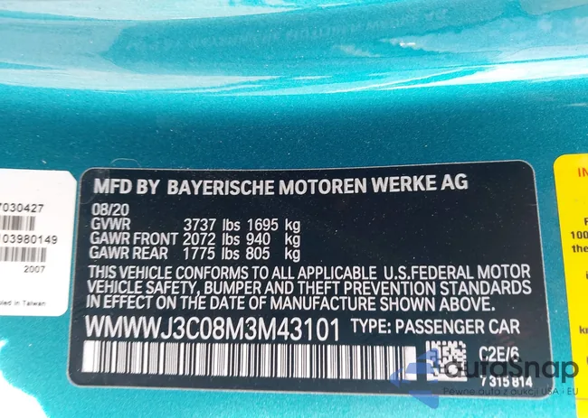 WMWWJ3C08M3M43101: 43349766