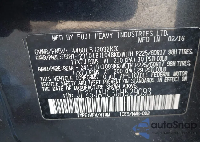 JF2SJAHC3GH529093: 43349839