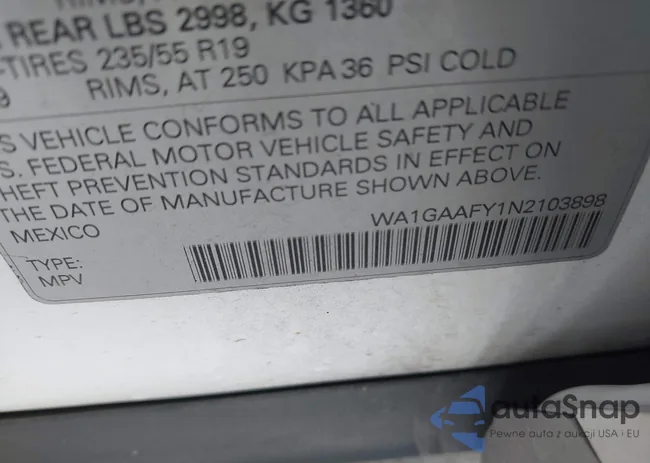 WA1GAAFY1N2103898: 43349842