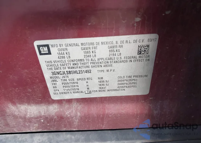 3GNCJLSB5HL231492: 43349861