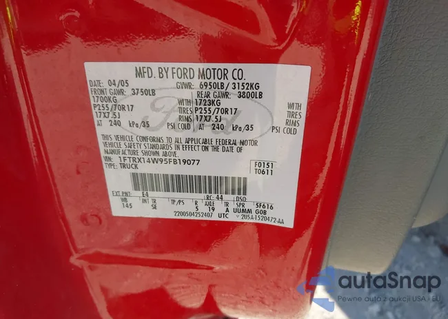 1FTRX14W95FB19077: 43350070