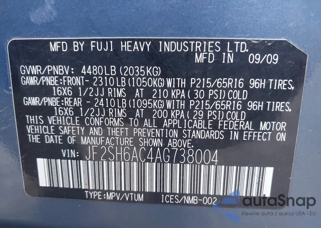 JF2SH6AC4AG738004: 43350136