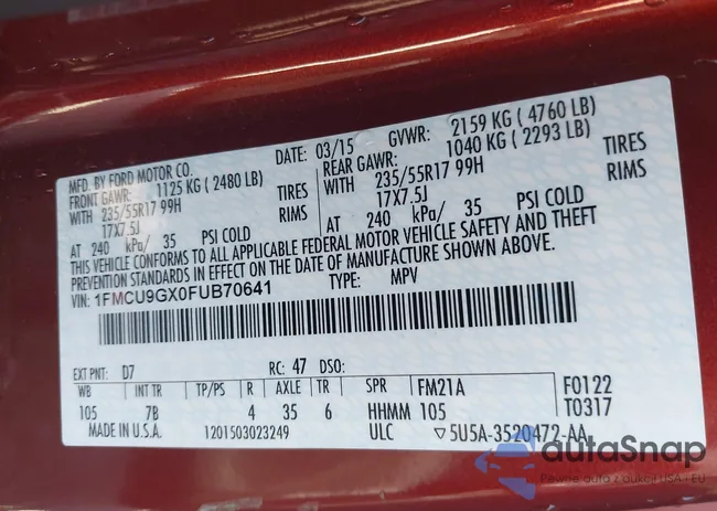 1FMCU9GX0FUB70641: 43350171