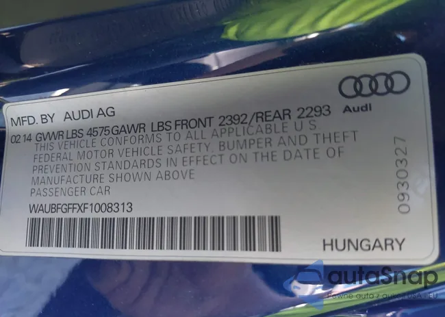 WAUBFGFFXF1008313: 43350258