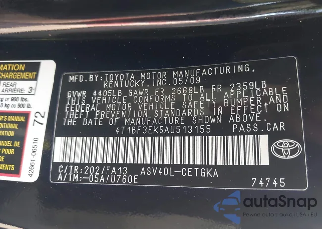 4T1BF3EK5AU513155: 43350265