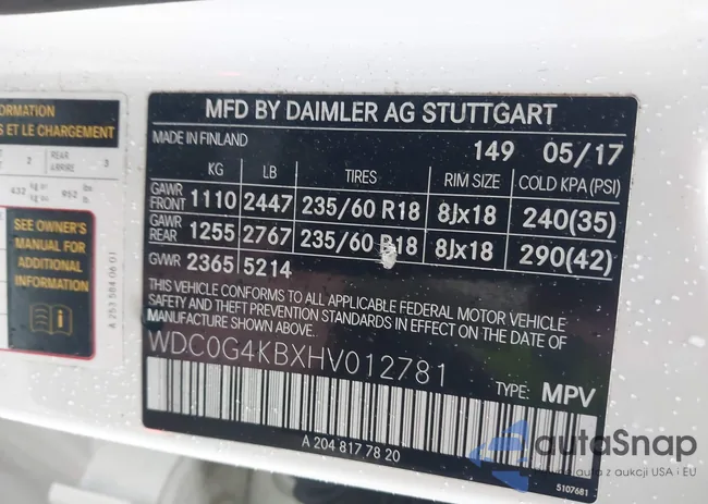 WDC0G4KBXHV012781: 43349290