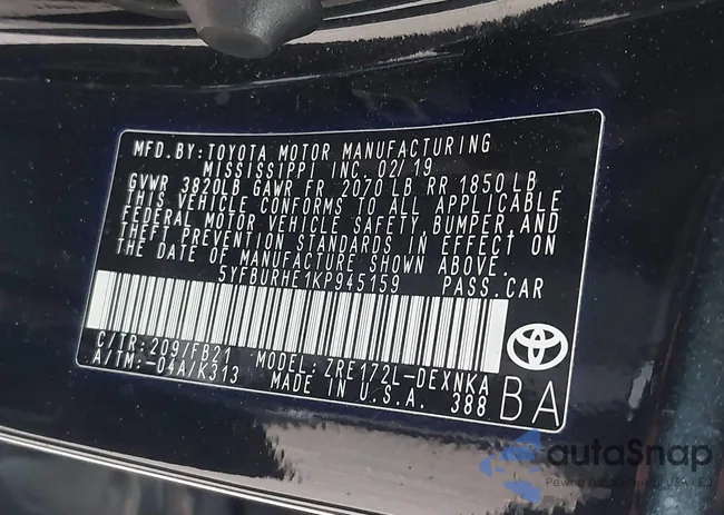 5YFBURHE1KP945159: 43349431