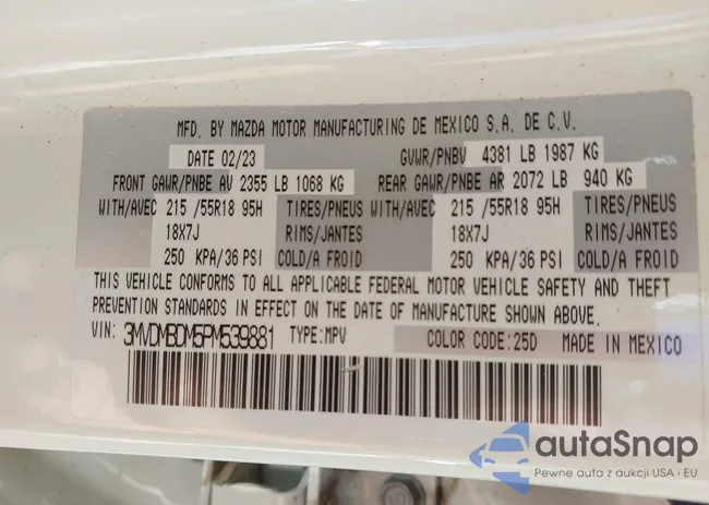 3MVDMBDM5PM539881: 43349673