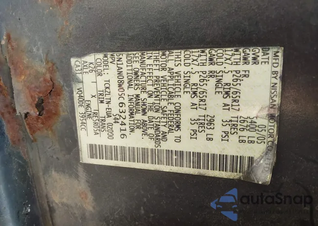 5N1AN08W05C632416: 43350954