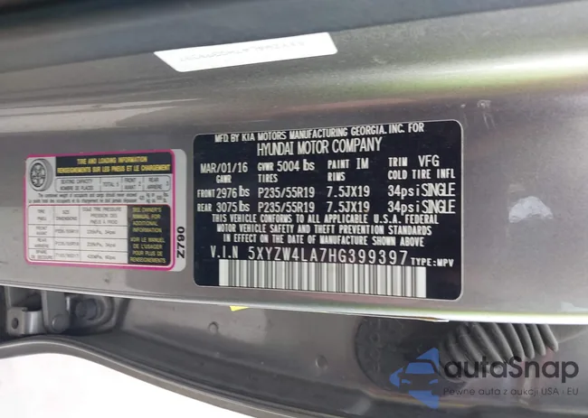 5XYZW4LA7HG399397: 43350982