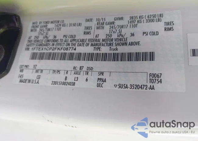 1FTEX1CP2FKF08774: 43351036