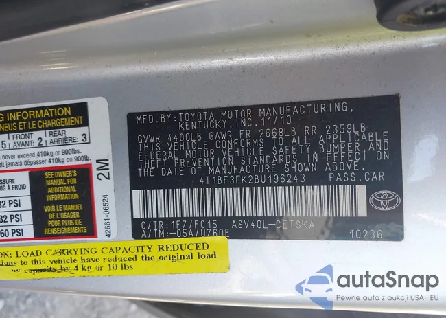 4T1BF3EK2BU196243: 43351225