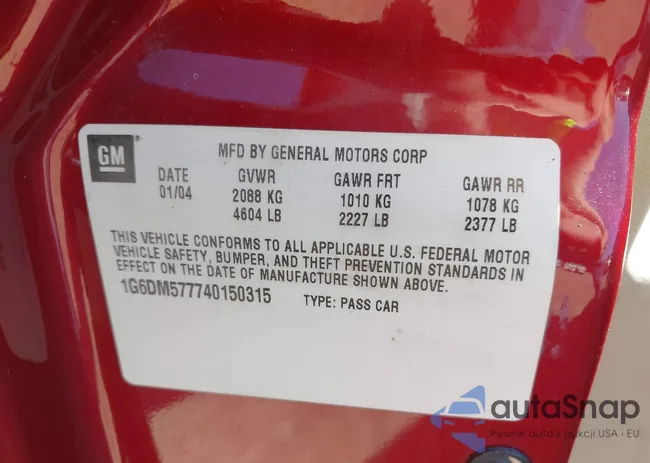 1G6DM577740150315: 43350461