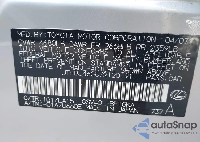 JTHBJ46G872120191: 43350496