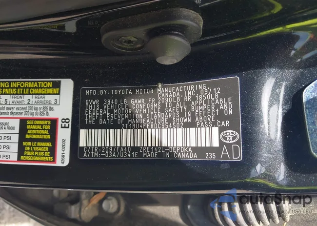 2T1BU4EE8DC954502: 43350512