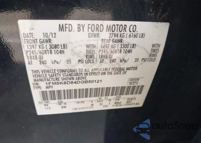 1FM5K8D84DGB50121: 43350546