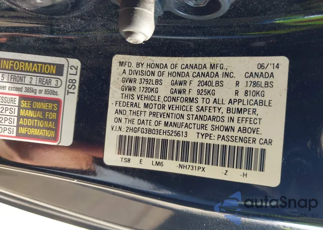 2HGFG3B03EH525613: 43352056