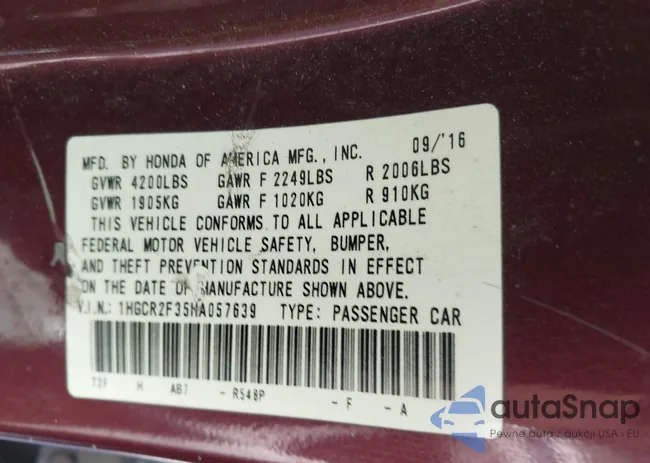 1HGCR2F35HA057639: 43352101