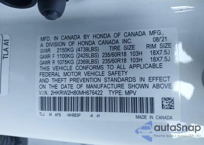 2HKRW2H80MH676422: 43352180