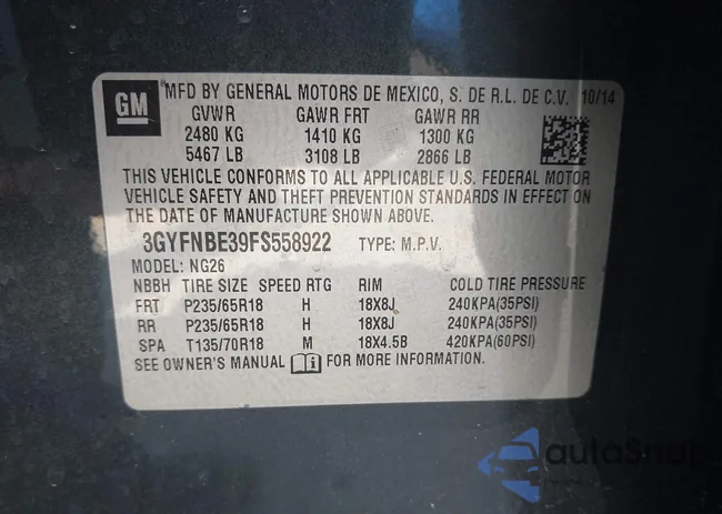 3GYFNBE39FS558922: 43351283