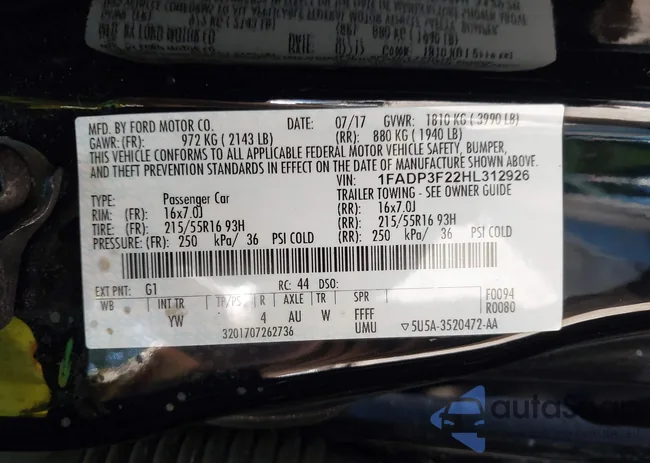 1FADP3F22HL312926: 43351384